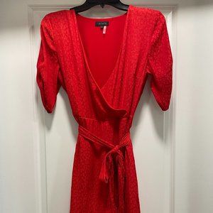 1.STATE Red Leopard Print Dress